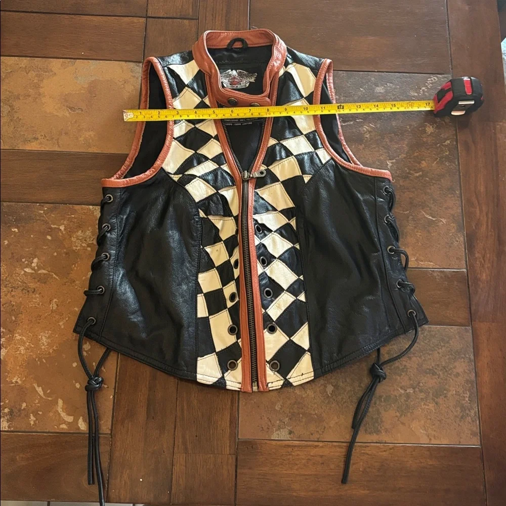 Harley Davidson Leather Racing Vest; RARE & FABULOUS!! - Picture 5 of 12